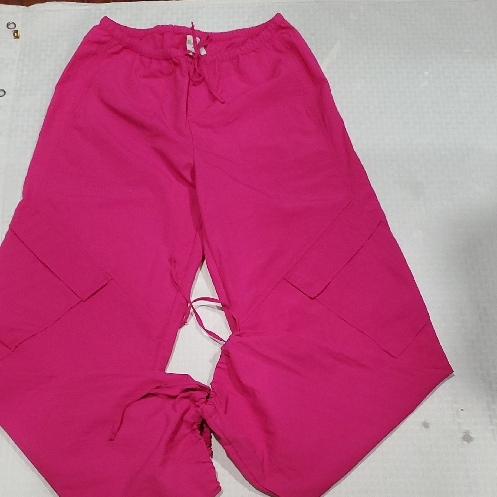 No Boundaries Hot Pink Cargo Nylon  Jogger Pants - Picture 7 of 15